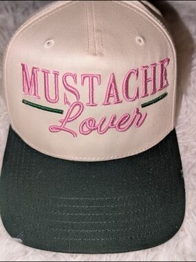 OTTO Cream and Green "Mustache Lover" Cap